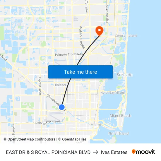 East Dr & S Royal Poinciana Blvd to Ives Estates map