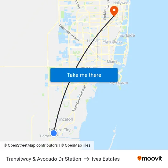 Transitway & Avocado Dr Station to Ives Estates map