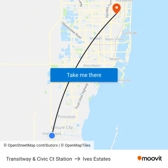 Transitway & Civic Ct Station to Ives Estates map