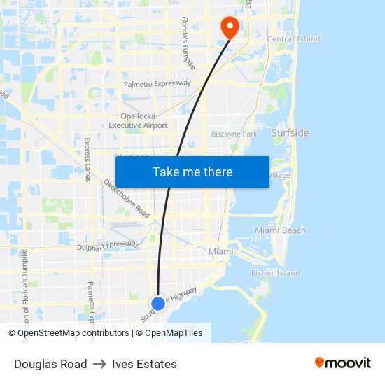 Douglas Road to Ives Estates map