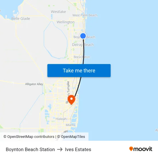 Boynton Beach Station to Ives Estates map
