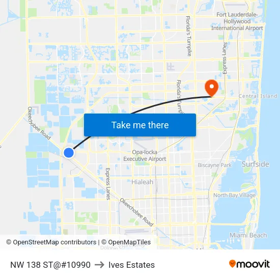 Nw 138 St@#10990 to Ives Estates map