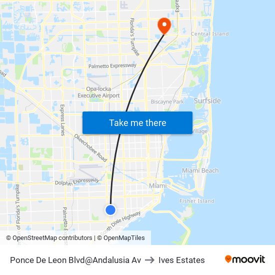 Ponce De Leon Blvd@Andalusia Av to Ives Estates map