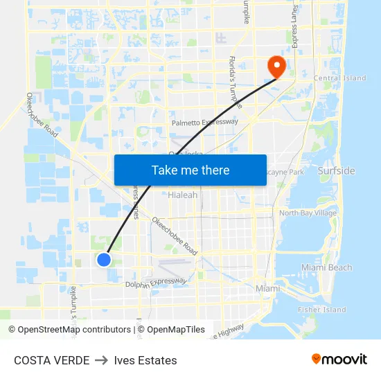 Costa Verde to Ives Estates map