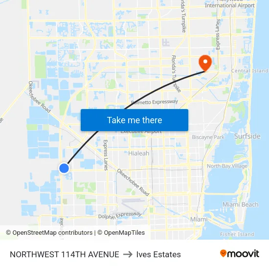 Northwest 114th Avenue to Ives Estates map
