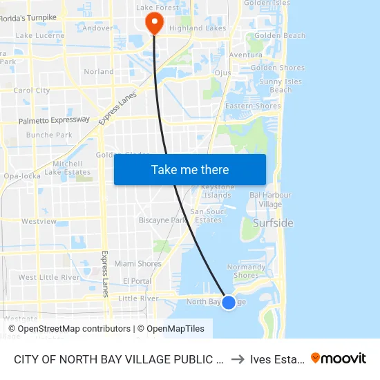 City Of North Bay Village Public Works to Ives Estates map