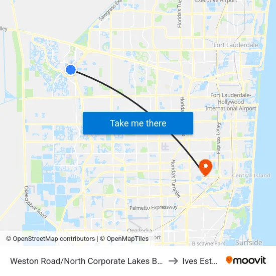 Weston Road/North Corporate Lakes Boulevard to Ives Estates map