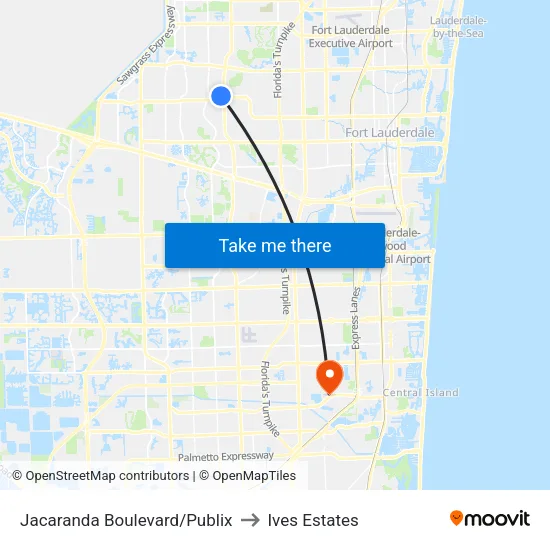 Jacaranda Boulevard/Publix to Ives Estates map