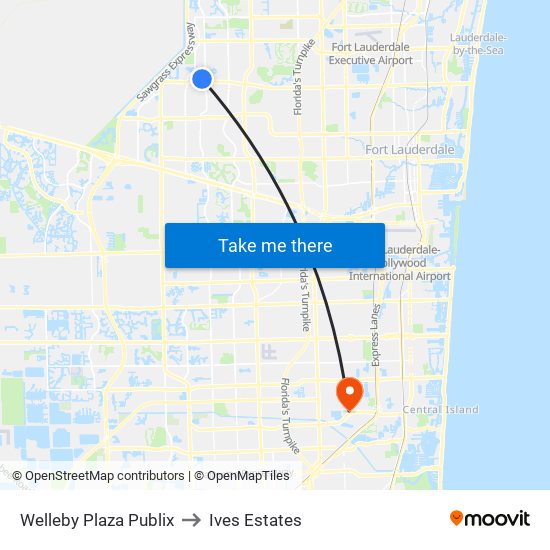 Welleby Plaza Publix to Ives Estates map