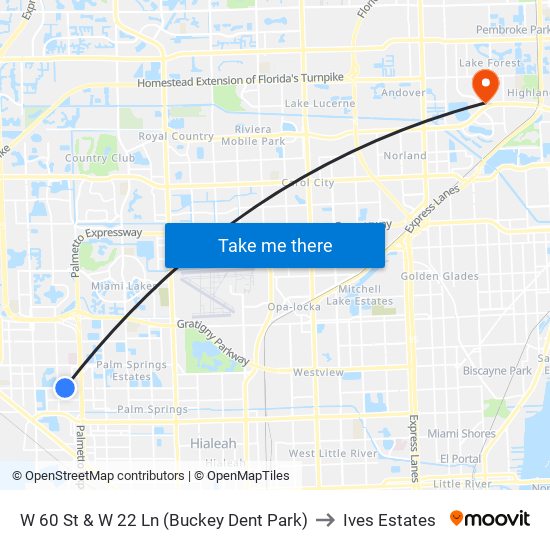 W 60 St & W 22 Ln (Buckey Dent Park) to Ives Estates map