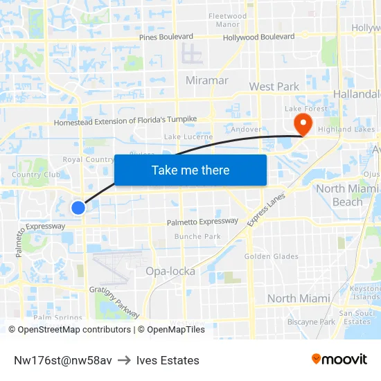 Nw176st@nw58av to Ives Estates map