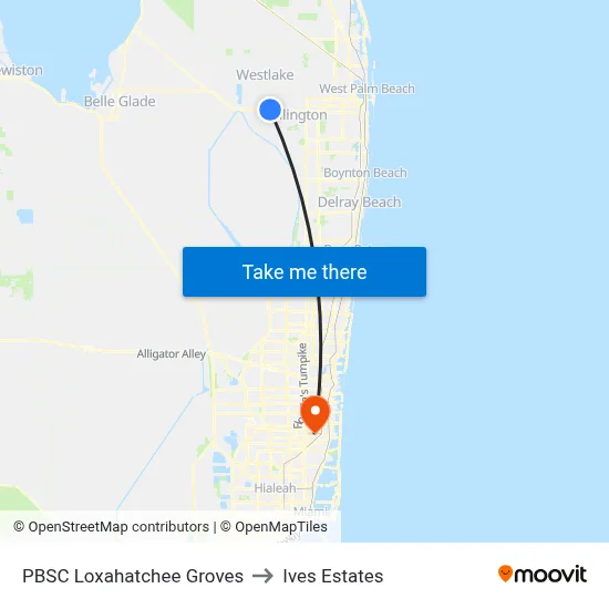PBSC Loxahatchee Groves to Ives Estates map