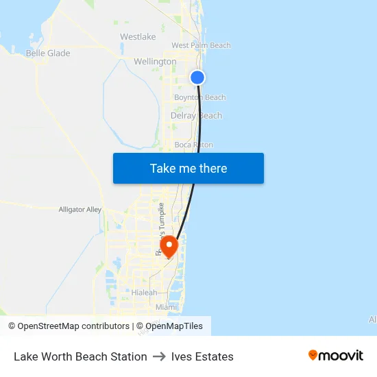 Lake Worth Beach Station to Ives Estates map