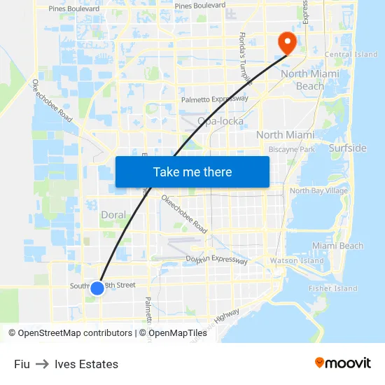 Fiu to Ives Estates map
