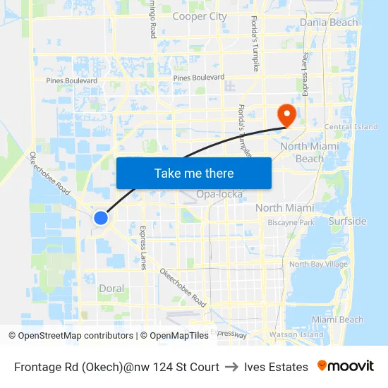 Frontage Rd (Okech)@nw 124 St Court to Ives Estates map