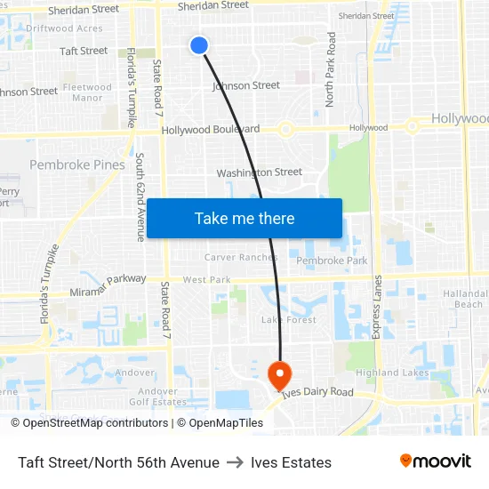 Taft Street/North 56th Avenue to Ives Estates map