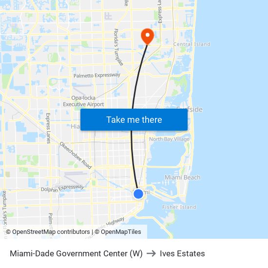 Miami-Dade Government Center (W) to Ives Estates map