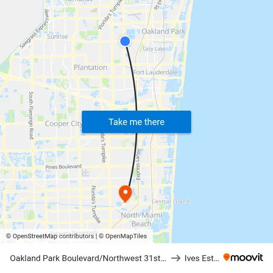 Oakland Park Boulevard/Northwest 31st Avenue (East) to Ives Estates map