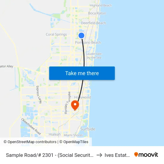 Sample Road/# 2301 - (Social Security) to Ives Estates map