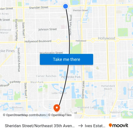 Sheridan Street/Northeast 35th Avenue to Ives Estates map