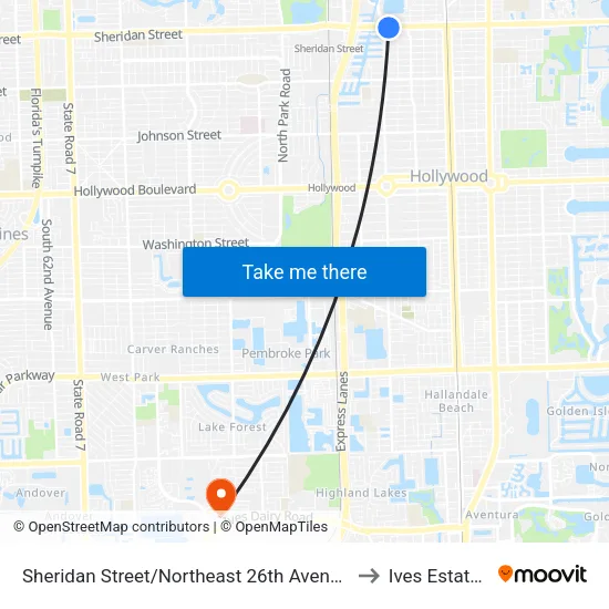 Sheridan Street/Northeast 26th Avenue to Ives Estates map