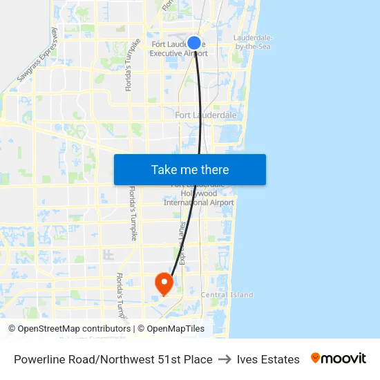 Powerline Road/Northwest 51st Place to Ives Estates map