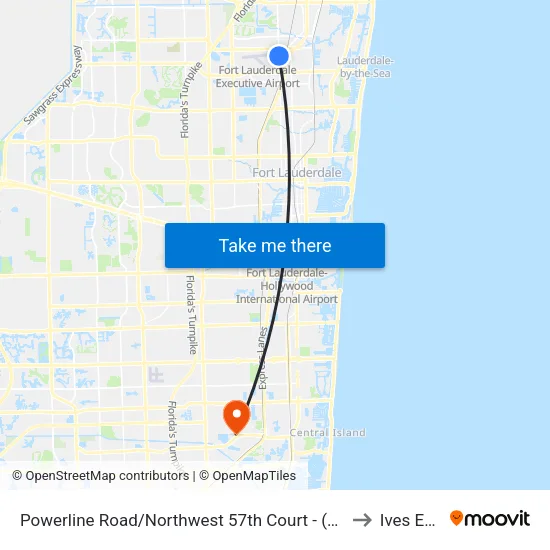 Powerline Road/Northwest 57th Court - (Cypress Creek Tri-Rail) to Ives Estates map