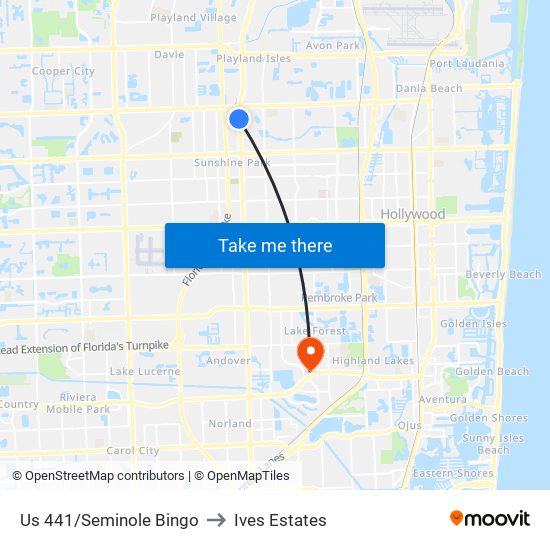 US 441/SEMINOLE BINGO to Ives Estates map