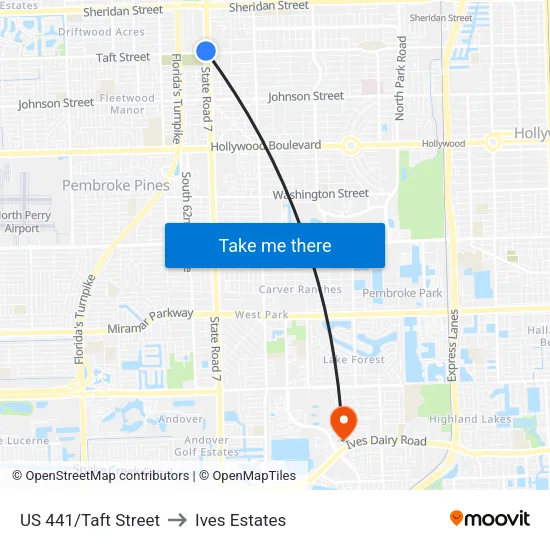 US 441/Taft Street to Ives Estates map
