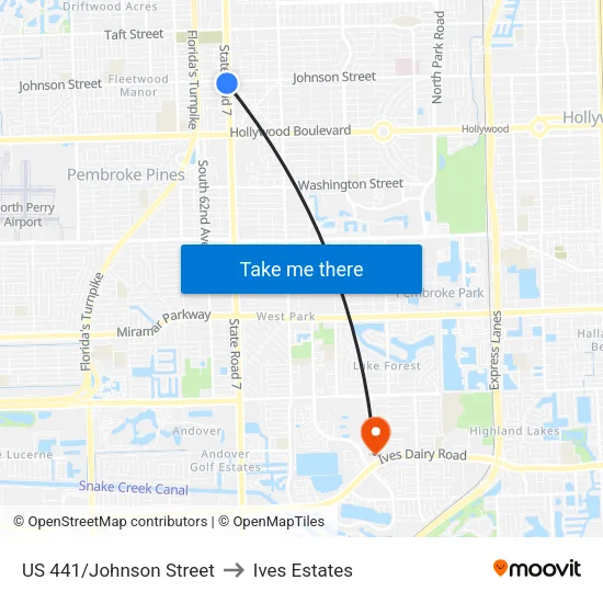 US 441/Johnson Street to Ives Estates map