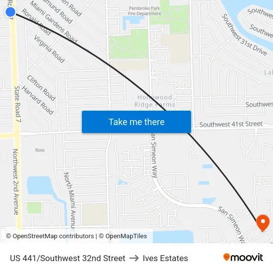 US 441/Southwest 32nd Street to Ives Estates map