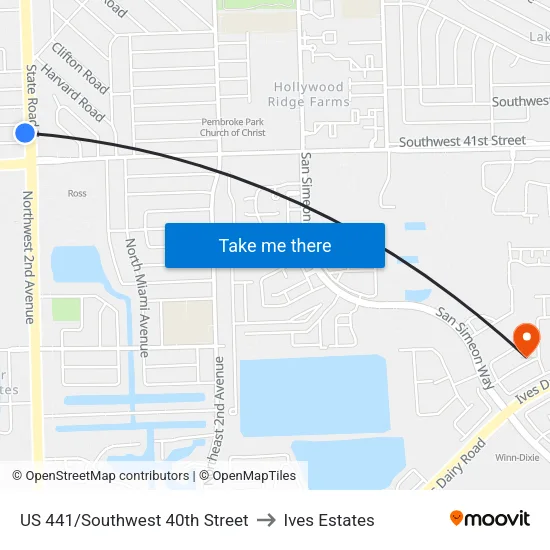 US 441/Southwest 40th Street to Ives Estates map