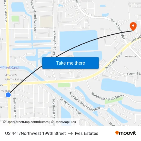 US 441/Northwest 199th Street to Ives Estates map