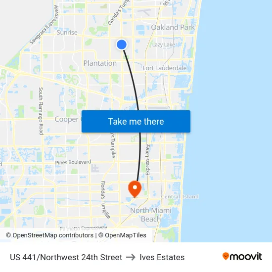 US 441/Northwest 24th Street to Ives Estates map