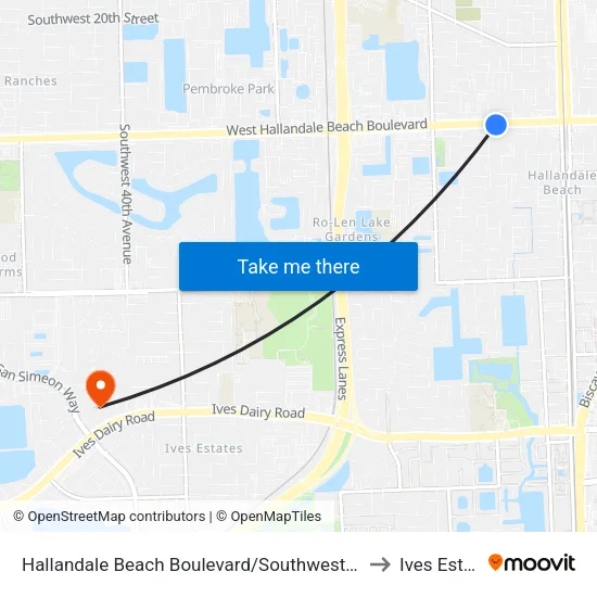 Hallandale Beach Boulevard/Southwest 5th Avenue to Ives Estates map