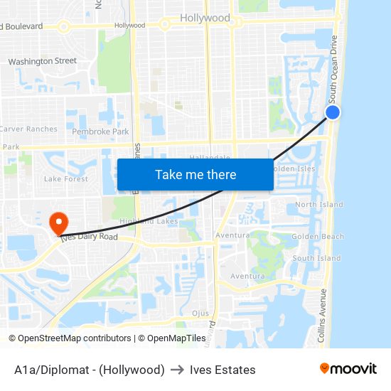 A1a/Diplomat - (Hollywood) to Ives Estates map