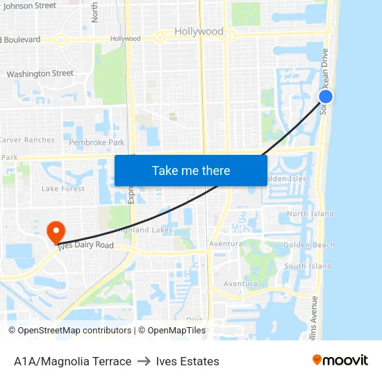 A1A/Magnolia Terrace to Ives Estates map