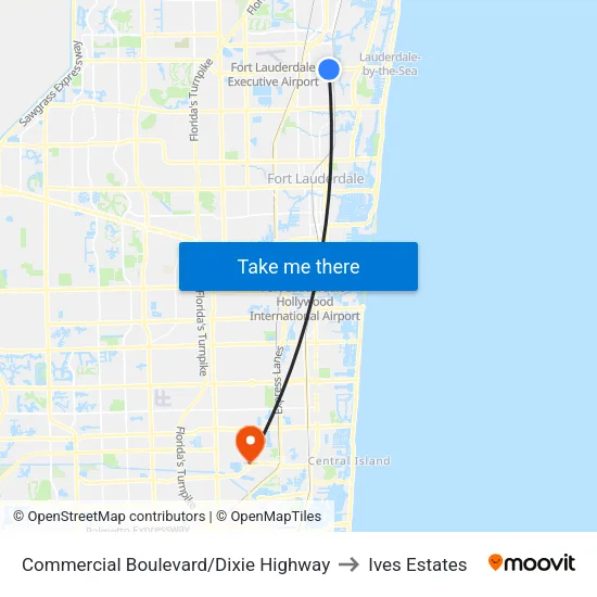 Commercial Boulevard/Dixie Highway to Ives Estates map