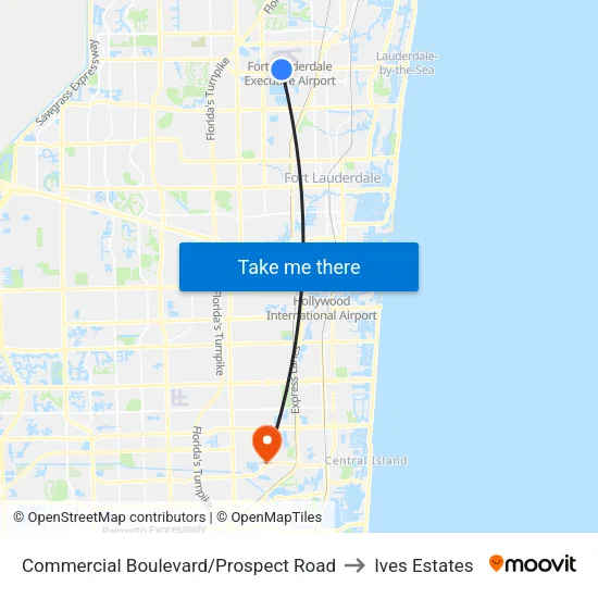 Commercial Boulevard/Prospect Road to Ives Estates map