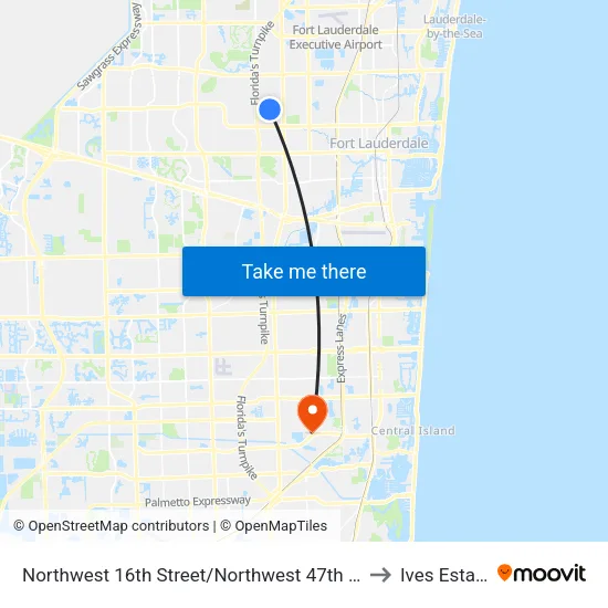 Northwest 16th Street/Northwest 47th Avenue to Ives Estates map