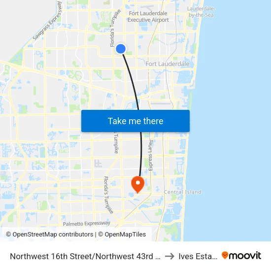 Northwest 16th Street/Northwest 43rd Terrace to Ives Estates map