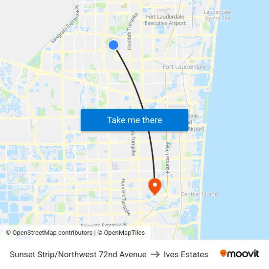 Sunset Strip/Northwest 72nd Avenue to Ives Estates map