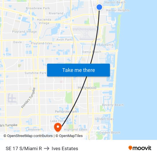 SE 17 S/Miami R to Ives Estates map