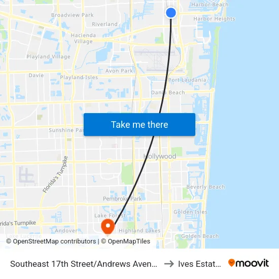Southeast 17th Street/Andrews Avenue to Ives Estates map