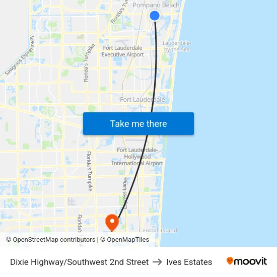Dixie Highway/Southwest 2nd Street to Ives Estates map