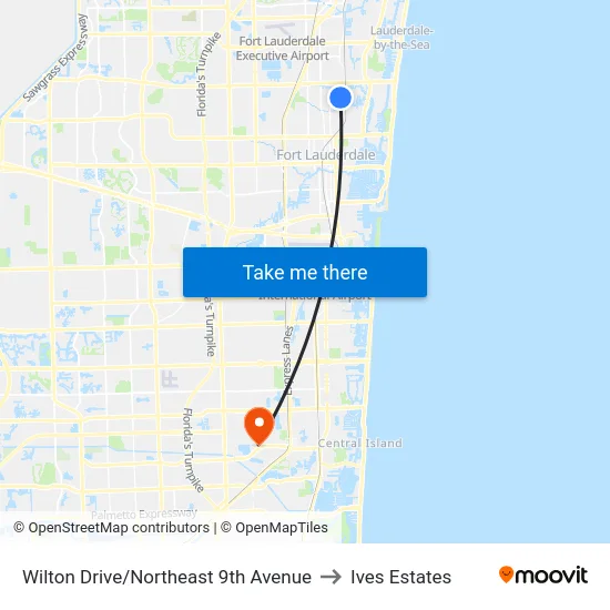 Wilton Drive/Northeast 9th Avenue to Ives Estates map