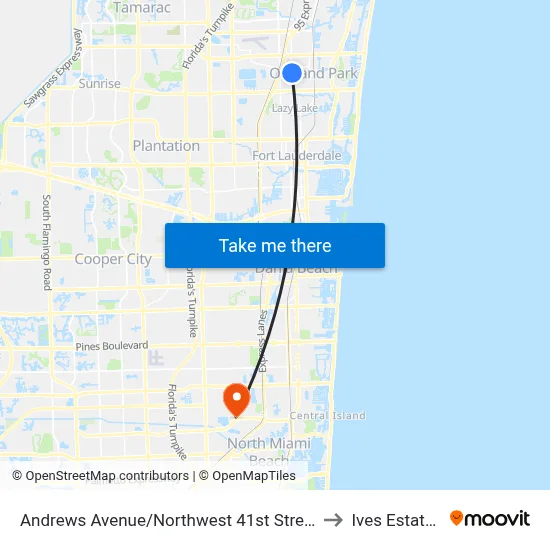Andrews Avenue/Northwest 41st Street to Ives Estates map