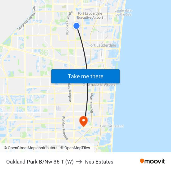 Oakland Park B/Nw 36 T (W) to Ives Estates map