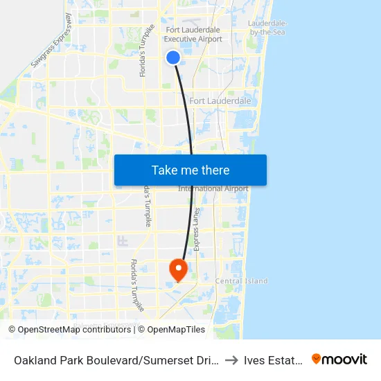 Oakland Park Boulevard/Sumerset Drive to Ives Estates map