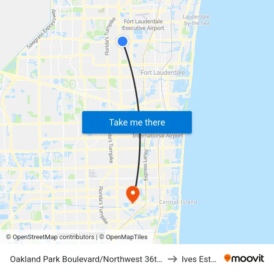Oakland Park Boulevard/Northwest 36th Terrace to Ives Estates map